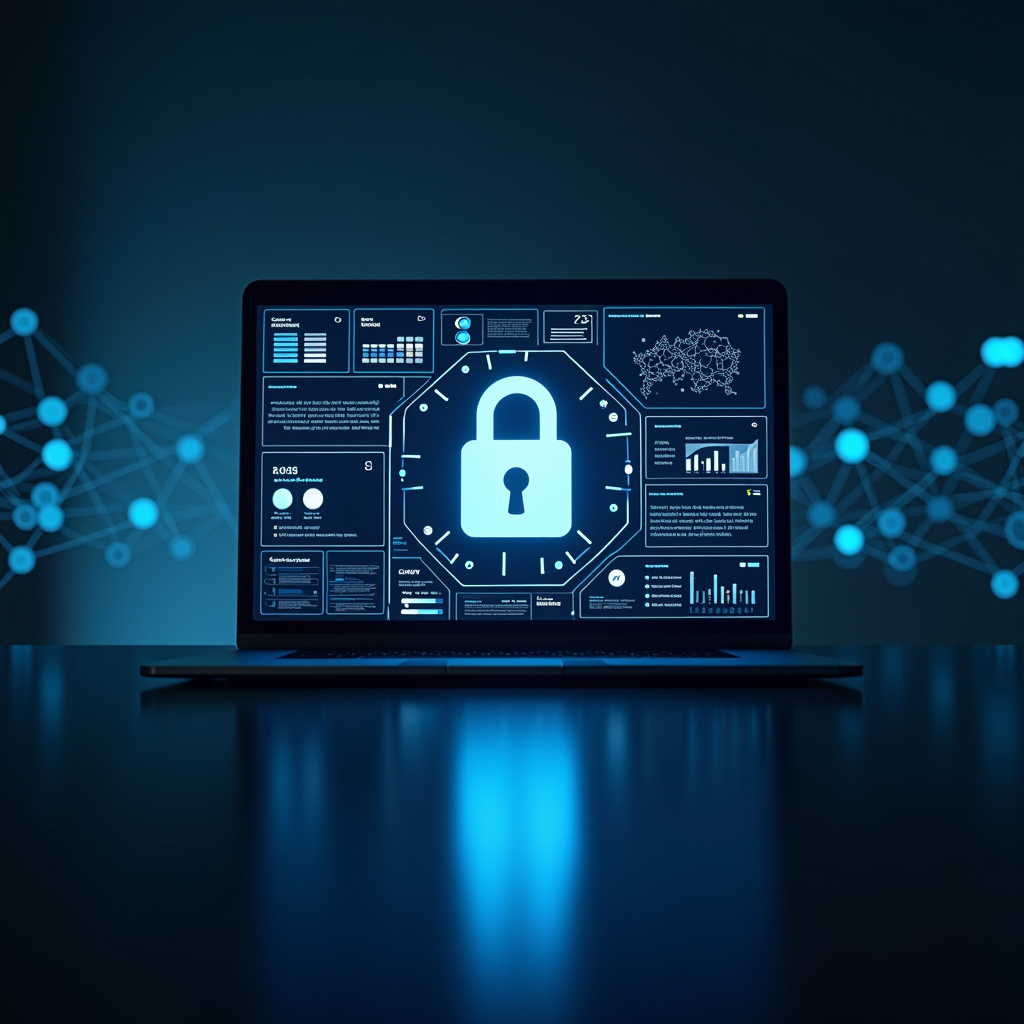 Gelişmiş güvenlik altyapısı görseli: Çok katmanlı güvenlik protokolleri, şifreleme teknolojileri, firewall sistemleri ve gerçek zamanlı izleme panelleri ile korunan dijital ödeme ortamı. Mavi ve gri tonlarında modern, profesyonel güvenlik dashboard ekranı